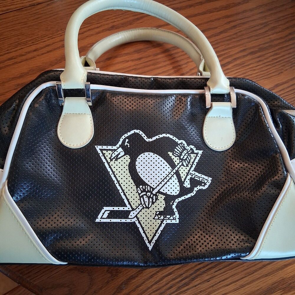 NHL Official MVF Pittsburgh Penguins Purse Tote Bag Black Gold 10x6 NHL Fan Gear